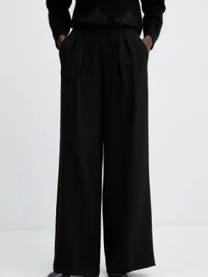 Twinset spodnie damskie kolor czarny szerokie high waist 252TT2401