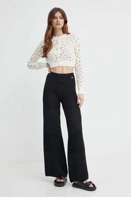 Twinset spodnie damskie kolor czarny szerokie high waist