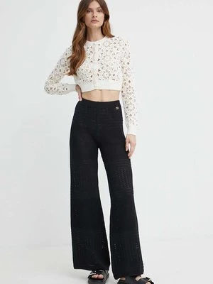 Twinset spodnie damskie kolor czarny szerokie high waist