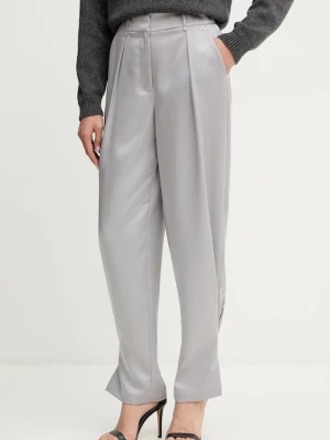 Twinset spodnie damskie kolor szary proste high waist 252AP2413
