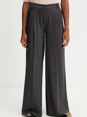 Twinset spodnie damskie kolor szary szerokie high waist 252TF2043