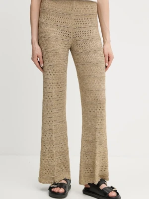 Twinset spodnie damskie kolor zielony dzwony high waist 251TT3196
