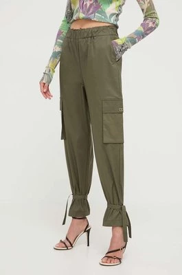 Twinset spodnie damskie kolor zielony proste high waist