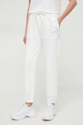 Twinset spodnie dresowe kolor biały gładkie
