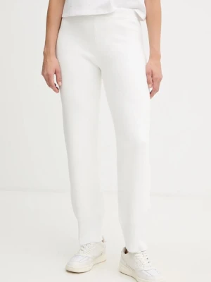 Twinset spodnie dresowe z domieszką wełny damskie kolor biały gładkie 252LL3EBB