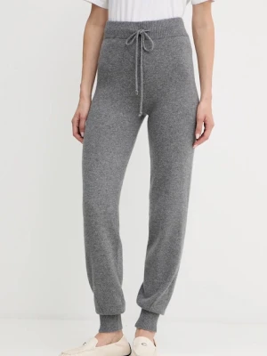 Twinset spodnie dresowe z wełną kolor szary gładkie 252TT3352
