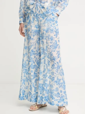 Twinset spodnie palazzo damskie z lnem