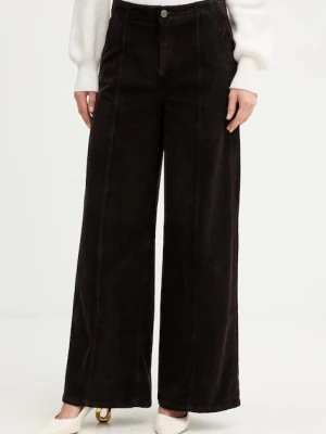 Twinset spodnie sztruksowe damskie kolor brązowy proste high waist 252TT2180