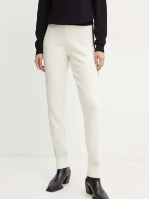 Twinset spodnie wełniane kolor beżowy proste high waist 242TT3501