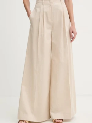 Twinset spodnie wide leg damskie z dodatkiem lnu