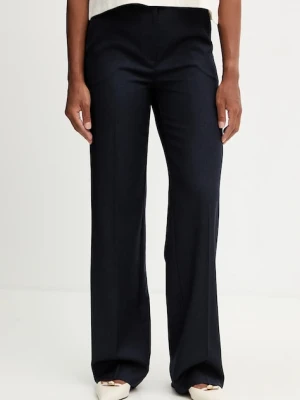 Twinset spodnie z dodatkiem wełny damskie kolor granatowy proste high waist 252TT2127