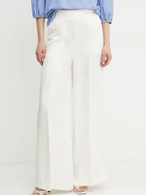 Twinset spodnie z domieszką lnu damskie kolor beżowy szerokie high waist 251TT2172