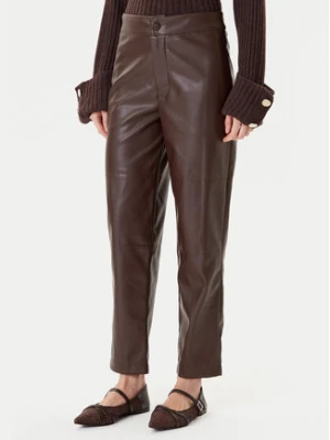 TWINSET Spodnie z imitacji skóry 252TP2091 Brązowy Straight Fit
