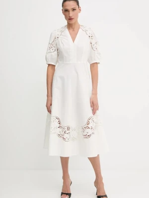 Twinset sukienka bawełniana kolor beżowy midi rozkloszowana 251TT2330