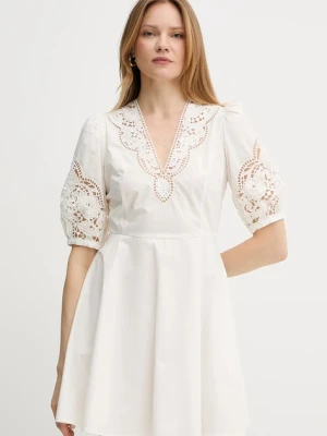 Twinset sukienka bawełniana kolor beżowy mini rozkloszowana 251TT2334