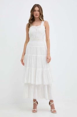 Twinset sukienka bawełniana kolor biały maxi rozkloszowana