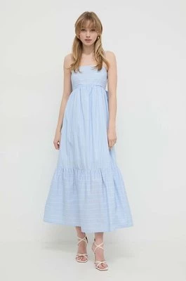 Twinset sukienka bawełniana kolor niebieski maxi rozkloszowana