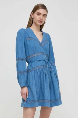 Twinset sukienka bawełniana kolor niebieski mini rozkloszowana