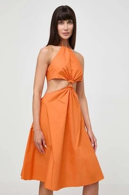 Twinset sukienka bawełniana kolor pomarańczowy midi rozkloszowana