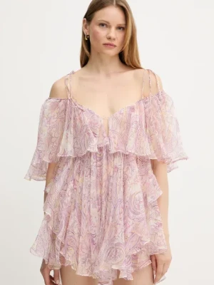 Twinset sukienka jedwabna kolor różowy mini rozkloszowana 251TS2184