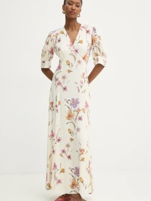 Twinset sukienka kolor beżowy maxi rozkloszowana 251TP2770