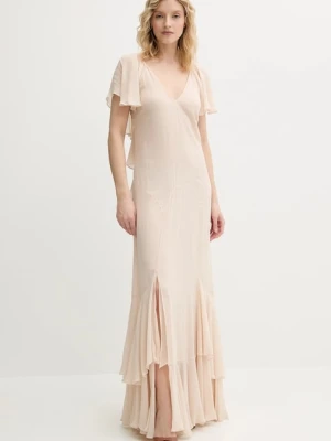 Twinset sukienka kolor beżowy maxi rozkloszowana 251TS2180