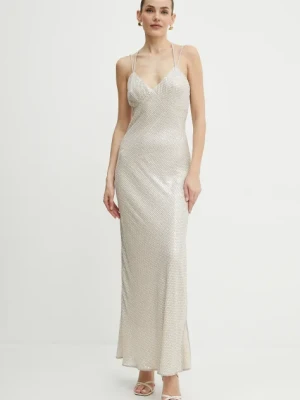 Twinset sukienka kolor beżowy maxi rozkloszowana 251TT2130