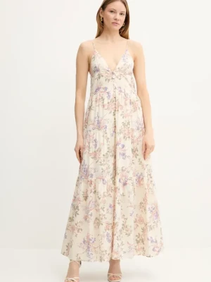 Twinset sukienka kolor beżowy maxi rozkloszowana 251TT2150