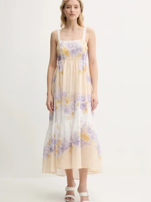 Twinset sukienka kolor beżowy midi rozkloszowana 251TT206B