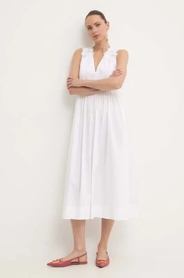 Twinset sukienka kolor biały maxi rozkloszowana