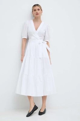 Twinset sukienka kolor biały midi rozkloszowana