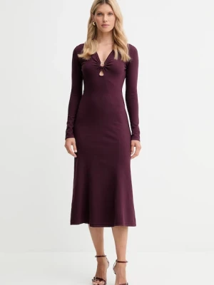 Twinset sukienka kolor bordowy midi rozkloszowana 252TP3140