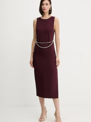 Twinset sukienka kolor bordowy mini prosta 252TP2300