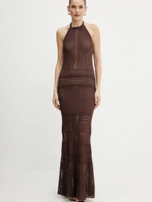 Twinset sukienka kolor brązowy maxi dopasowana 251TT3105