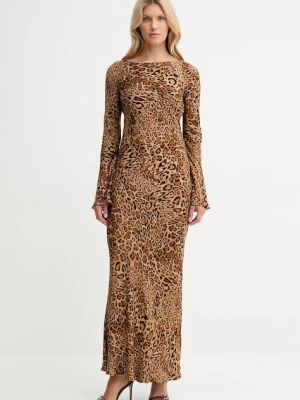 Twinset sukienka kolor brązowy maxi rozkloszowana 252TP2471