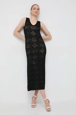 Twinset sukienka kolor czarny maxi dopasowana