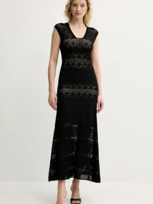 Twinset sukienka kolor czarny maxi rozkloszowana 251TT3210
