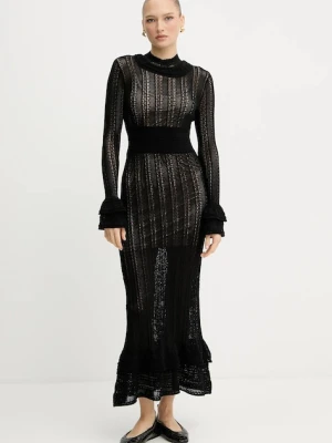 Twinset sukienka kolor czarny maxi rozkloszowana 252TP3182