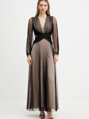 Twinset sukienka kolor czarny maxi rozkloszowana 252TT2021