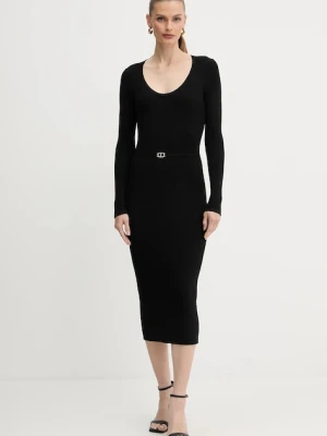 Twinset sukienka kolor czarny midi dopasowana 252TP3352