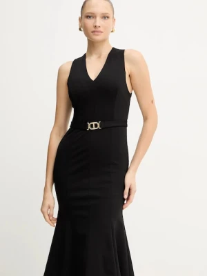 Twinset sukienka kolor czarny midi prosta 252TP2606