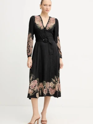 Twinset sukienka kolor czarny midi rozkloszowana 252TP2043