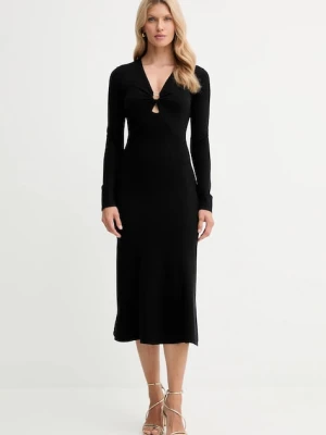 Twinset sukienka kolor czarny midi rozkloszowana 252TP3140