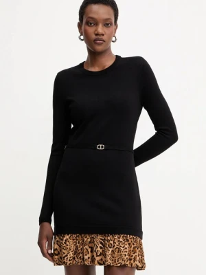 Twinset sukienka kolor czarny mini prosta 252TP3153