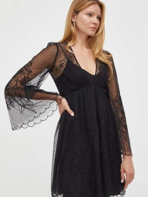 Twinset sukienka kolor czarny mini rozkloszowana