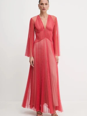 Twinset sukienka kolor czerwony maxi rozkloszowana 251TS2141