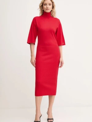 Twinset sukienka kolor czerwony midi dopasowana 252LI3BDD