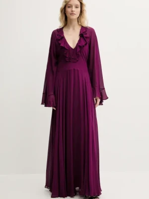Twinset sukienka kolor fioletowy maxi rozkloszowana 251TS2070