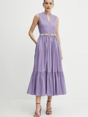 Twinset sukienka kolor fioletowy midi rozkloszowana 251TT2101