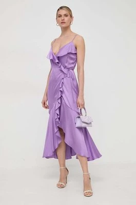 Twinset sukienka kolor fioletowy midi rozkloszowana